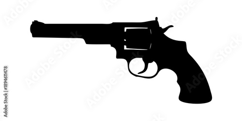 Classic Revolver Handgun Silhouette Vector Icon - Western Six-Shooter Pistol Graphic
