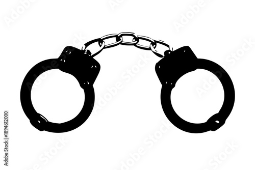 Metal Handcuffs Silhouette Vector Icon - Law Enforcement Security and Justice Graphic