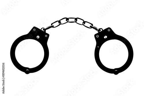 Metal Handcuffs Silhouette Vector Icon - Law Enforcement Security and Justice Graphic
