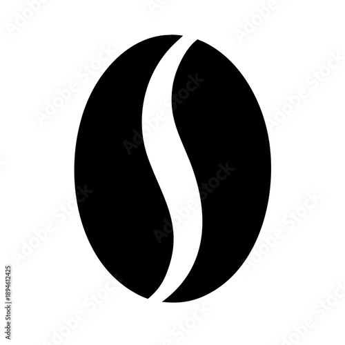 Minimalist Coffee Bean Silhouette Vector - Single Roasted Arabica Seed and Cafe Branding Icon