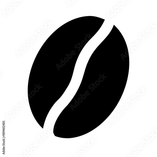 Minimalist Coffee Bean Silhouette Vector - Single Roasted Arabica Seed and Cafe Branding Icon