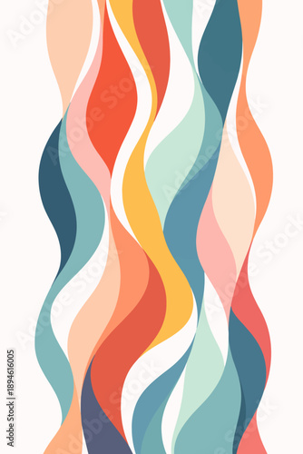 Colorful wavy abstract pattern with flowing vertical stripes in pastel tones