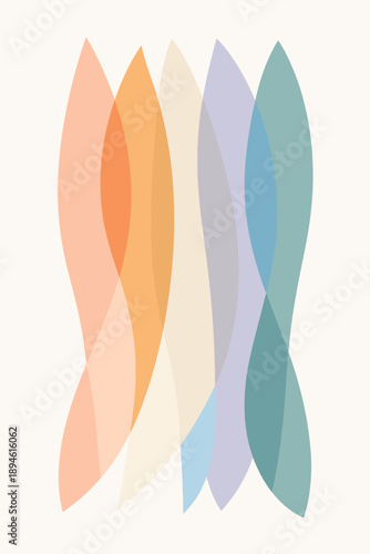 Colorful abstract waves with overlapping pastel gradient shapes