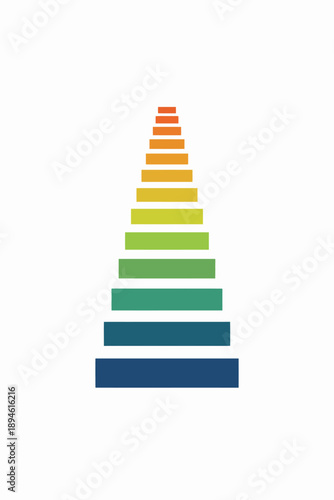 Colorful gradient pyramid design on white background