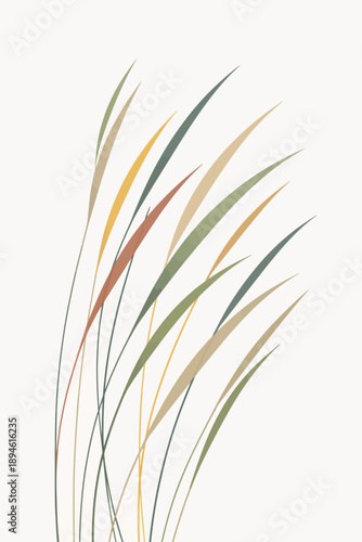 Minimalist botanical illustration featuring delicate leaves on white background