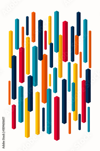 Colorful geometric abstract design with vertical bars