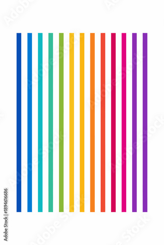 Colorful vertical stripes in rainbow spectrum on white background