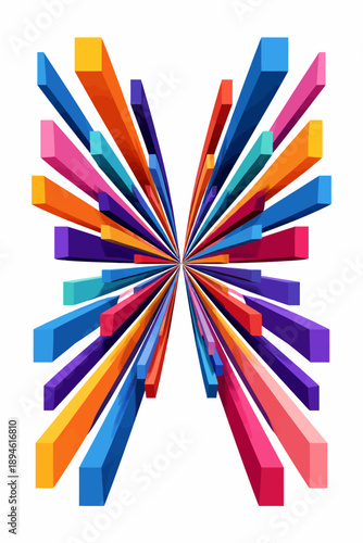 Vibrant abstract colorful 3d geometric shape design in perspective