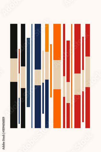 Colorful geometric abstract artwork with vertical bars