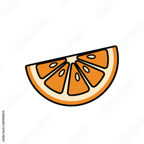 Cartoon orange slice with segments.