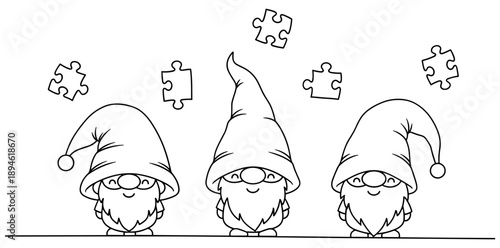 Three Gnomes Puzzle for Autism Awareness