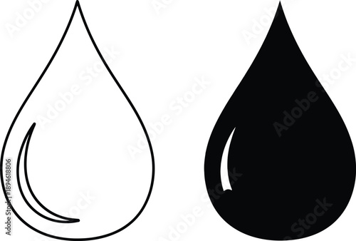 Black and white illustration of two teardrop shapes