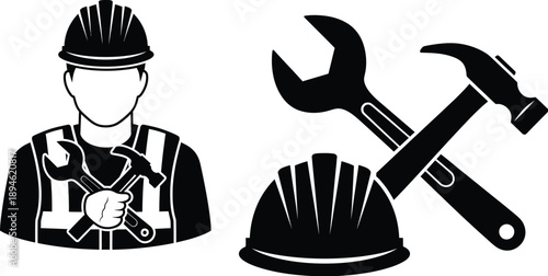 Engineering, construction worker, general maintenance, repair, Construction work icon. 