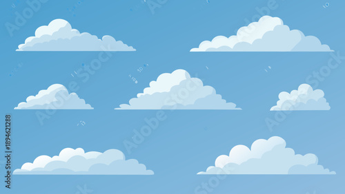 White fluffy clouds against vibrant blue sky calm atmosphere serene weather icons