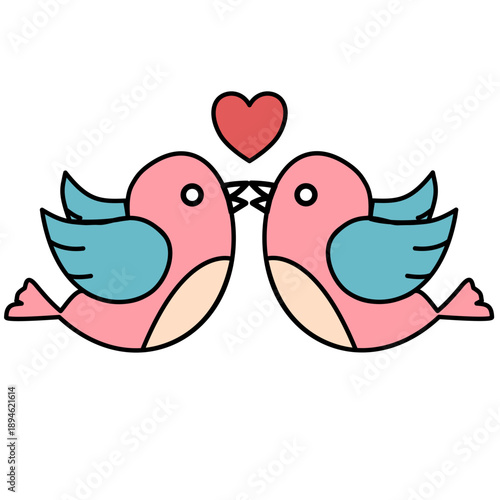 Cute love birds illustration for Valentine