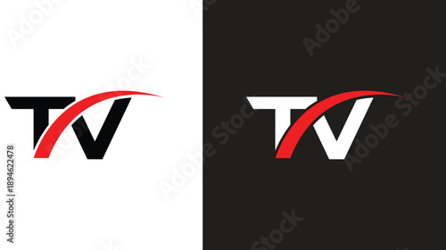 Free Download Modern TV Letter Logo with Red Wave Design - GFXLoad