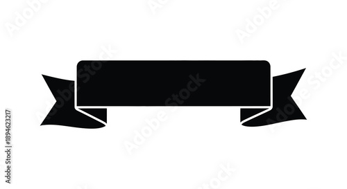 A simple black ribbon banner graphic featuring decorative swallowtails ideal for labeling and design on transparent background silhouette high quality professional