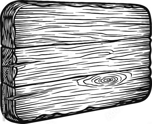 Vintage hand drawn wooden plank illustration detailed rustic timber board with natural grain texture