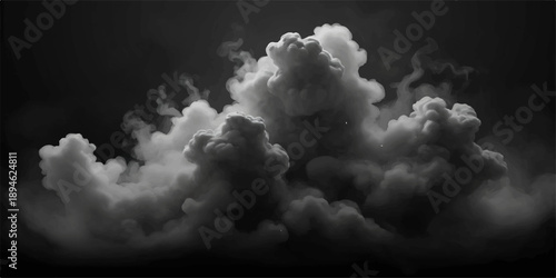 A dramatic cloudscape of fluffy white cumulus and dark stormy clouds fills the bright blue atmosphere with a mix of light and gray smoke during a summer day in the heaven-like sky

Would you like me t