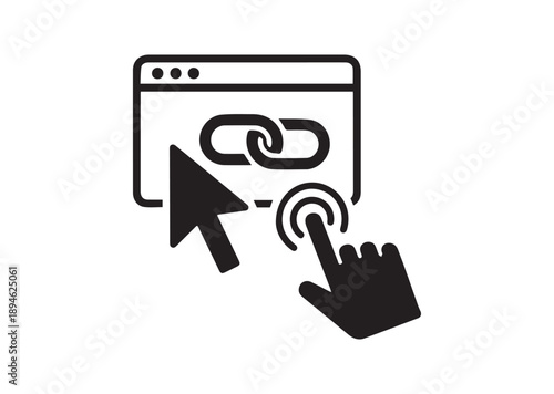 Click to go to website Icon, Editable Solid Vector Illustration