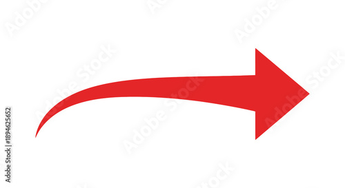 A vibrant red curved arrow pointing right a simple graphic element on transparent background silhouette high quality professional detailed modern elegant