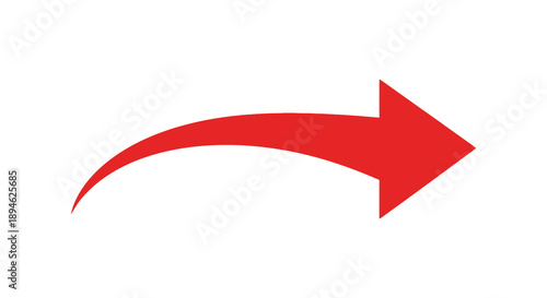 A vibrant red curved arrow pointing to the right ideal for design projects on transparent background silhouette high quality professional detailed