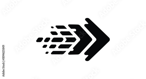 A dynamic black arrow design partially dissolving into dots offering versatility on transparent background silhouette high quality professional detailed modern elegant