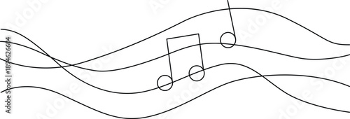 Melodic waves with musical notes Vector