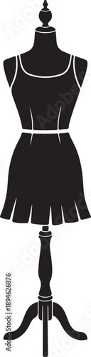 Vector silhouette of a dress form mannequin with stand