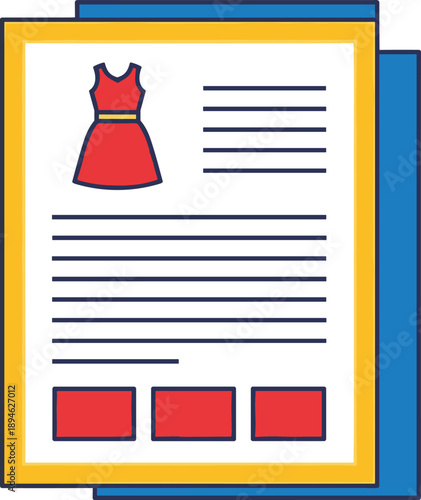 Online fashion catalog, red dress layout, shopping interface, e-commerce design, stylish garment preview, digital store, fashion UI, product showcase