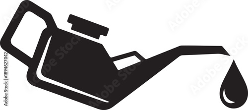 Vector silhouette of oil can pouring with dripping drop automotive and industrial icon