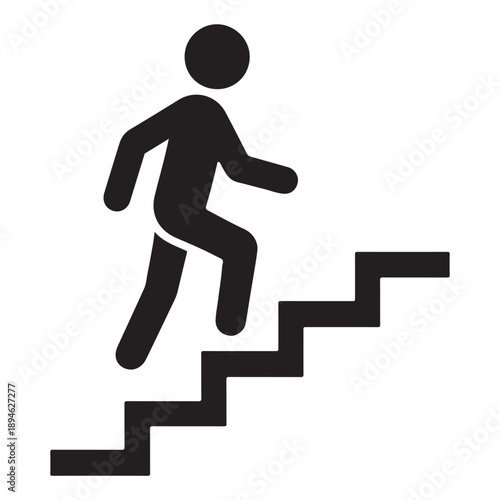 Walking up the stairs or staircase icon vector silhouette  