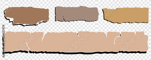 Paper ragged icons design with torn edges texture in editable vector file format.