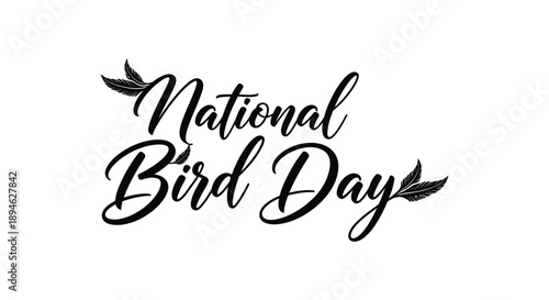 Elegant calligraphy reading national bird day with feather details a distinctive silhouette on transparent background high quality professional detailed modern elegant
