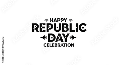 A bold black text design displaying happy republic day celebration with arrows on transparent background silhouette high quality professional detailed modern