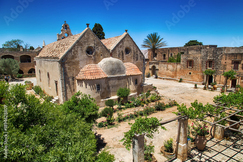 Tableau sur toile Arkadi or Moni Arkadiou monastery at Crete, Greece - famous Greek Orthodox monas