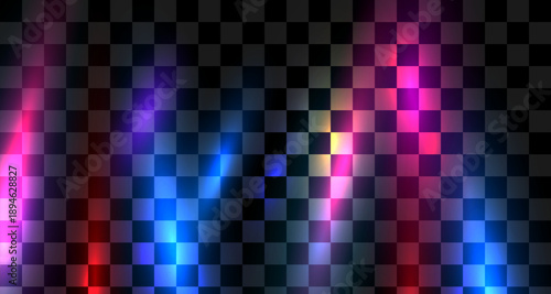 Purple blue light leak effect background. Film bokeh flare overlay. Vintage neon photo filter texture template. Exposed photography wallpaper. Abstract blur ultraviolet gradient backdrop.