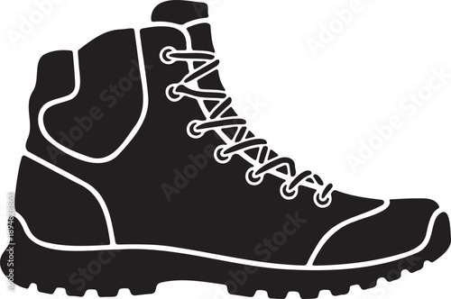 Tactical Hiking Boot Silhouette Rugged Outdoor Trekking Footwear Illustration
