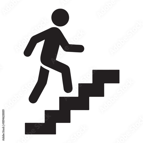 Walking up the stairs or staircase icon vector silhouette  