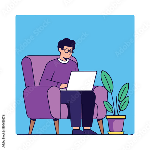 Cozy Home Office Setup with Laptop and Plants