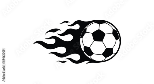 A dynamic black soccer ball with fiery trails showcasing speed and energy on transparent background silhouette high quality professional detailed modern
