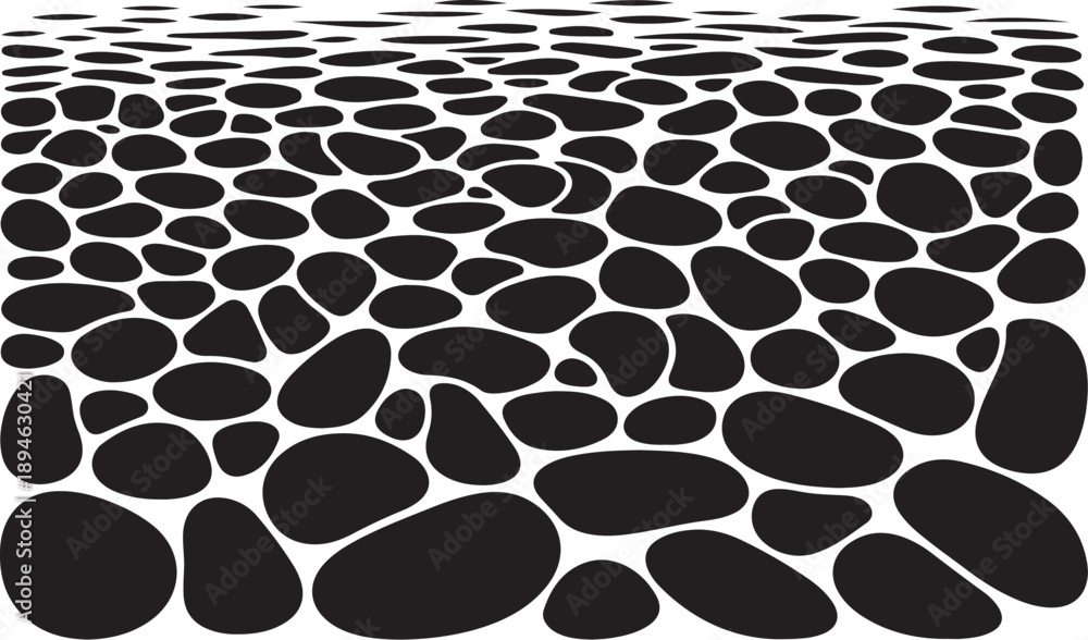 Obraz premium Black and white illustration of smooth oval stones pattern
