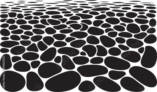 Black and white illustration of smooth oval stones pattern