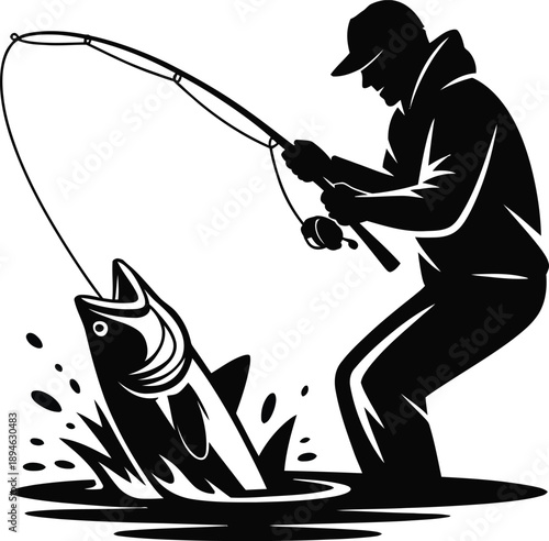 Angler Fishing Rod Catch Fish Action Sport Water Challenge Success