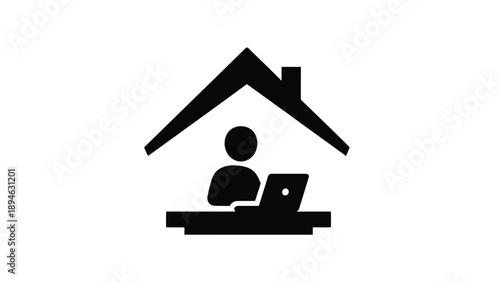 Remote Work and Home Office Silhouette Representing Freelancing and Digital Employment