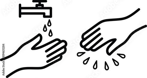 Washing hands process graphic for personal hygiene, health protection, and germ prevention