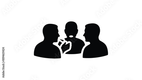 Trio of Professional Silhouettes Representing Collaborative Brainstorming and Communication