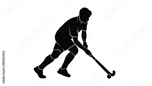 Field Hockey Player Silhouette Representing Professional Team Sports and Competitive Athletics