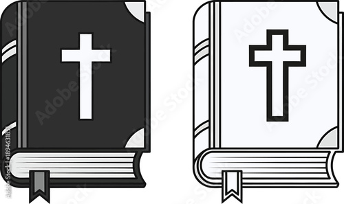 Christian Bible Icons - Black and White Religious Symbol