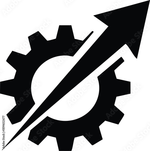 Stylized Industrial Momentum and Success Graphic, vector, illustration, silhouette.